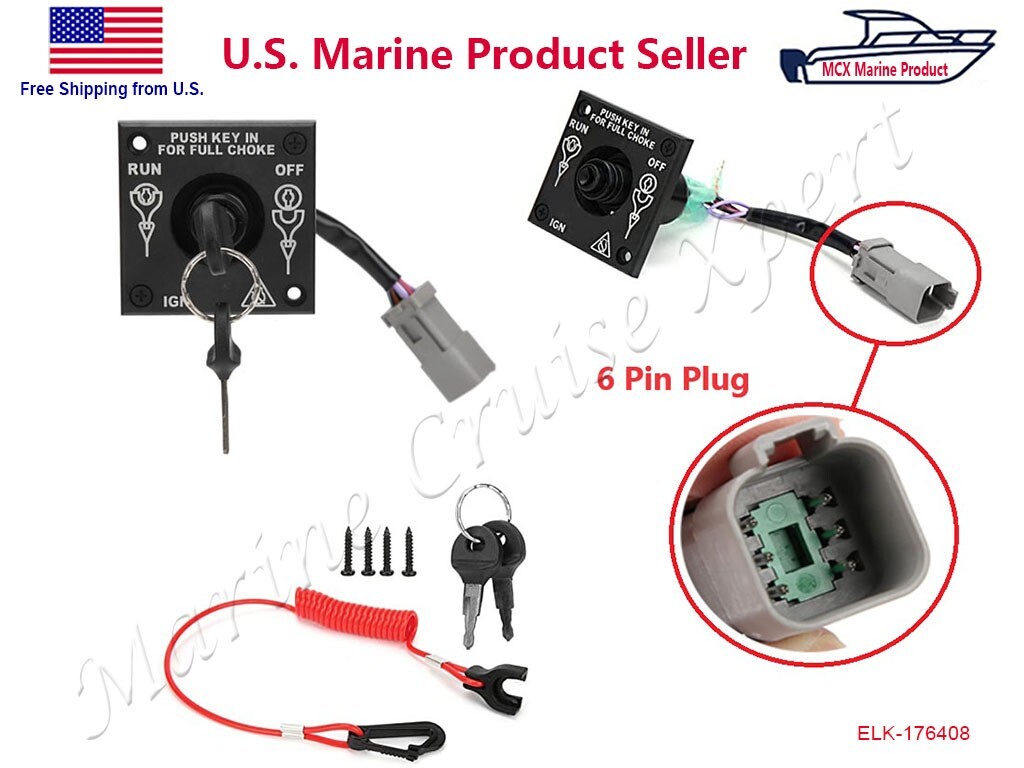 Ignition Key Switch Panel for Evinrude OMC Johnson BRP Outboard 176408 0176408