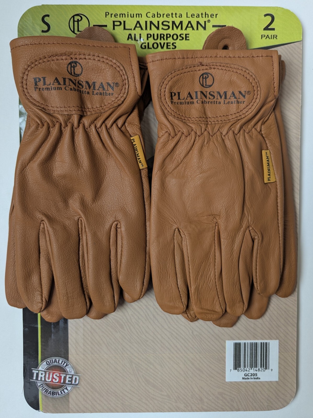 Plainsman Premium Brown Cabretta Leather Work Gloves SM, M, L OR, XL 2 PAIRS NEW