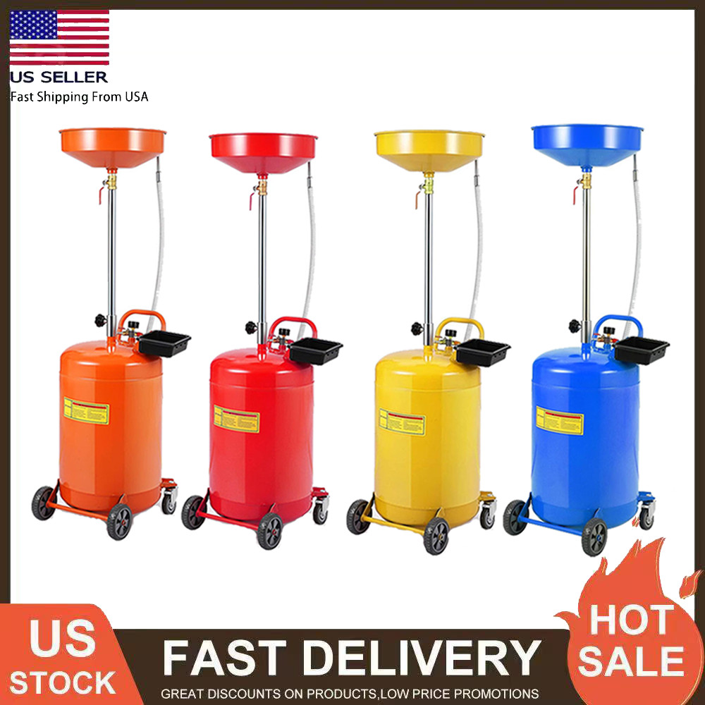 8/20 Gallon Waste Oil Drain Tank Portable Oil Drain Air Operate Drainer w/ Wheel
