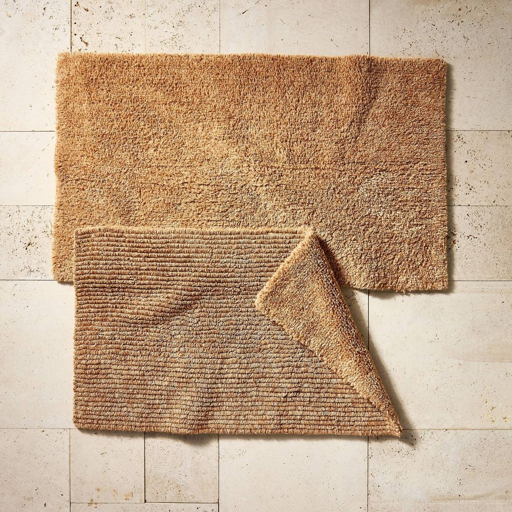 24"x40" Organic Melange Reversible Bath Rug Warm Brown - Casaluna