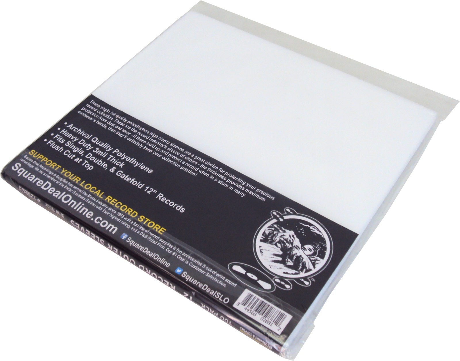 (100) 12" LP Record Outer Sleeves - Heavy Duty 3mil - ARCHIVAL SOFT 12SE03