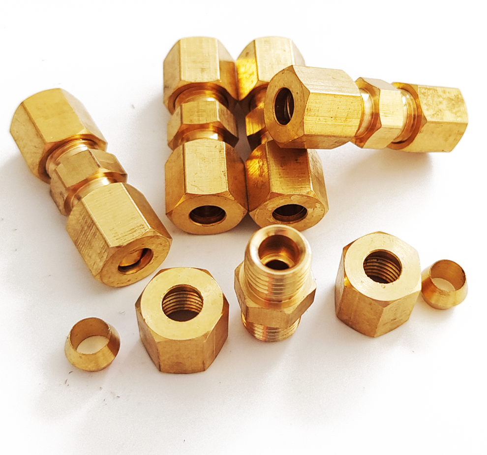 5x Brass Compression Fittings Union Connector For 3/16"OD Hydraulic Brake Lines