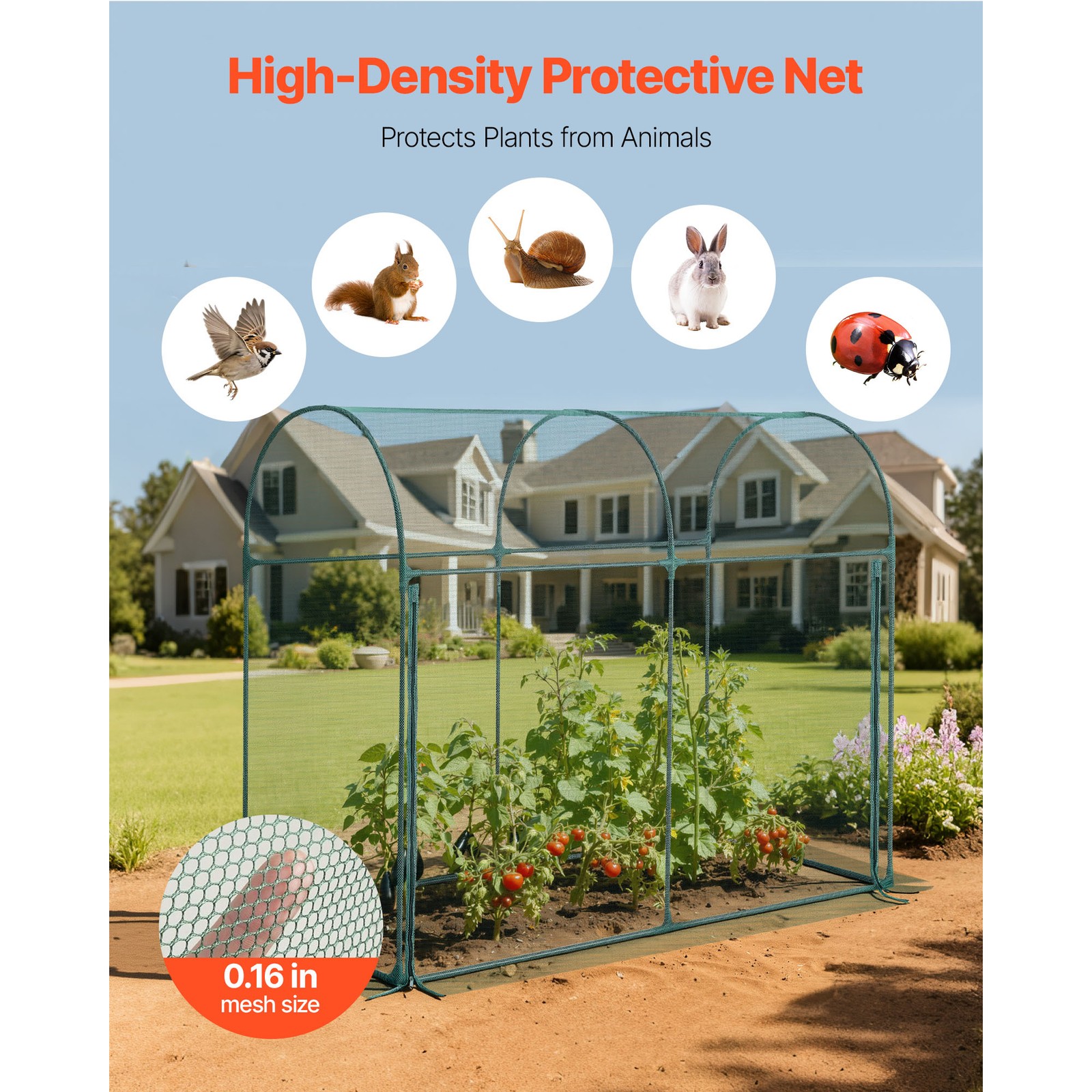 Uimoso Wind-Resistant Tall Garden Crop Cage 5.9x2.98x4.9ft Plant Protection Tent