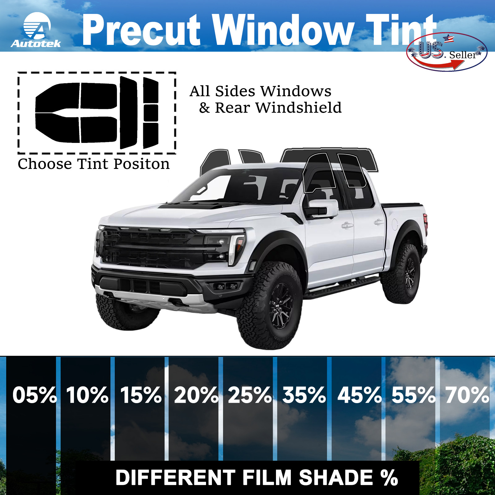 Computerized Custom PreCut 2Ply Window Tint Film Kit For ALL Ford F150 Crew Cab