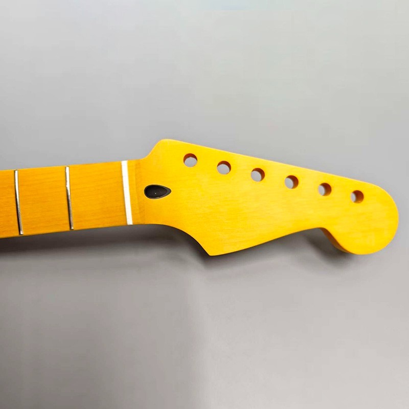 DIY Maple Electric Guitar Neck 25.5" Scale Length 22 Frets Yellow，Unfinished