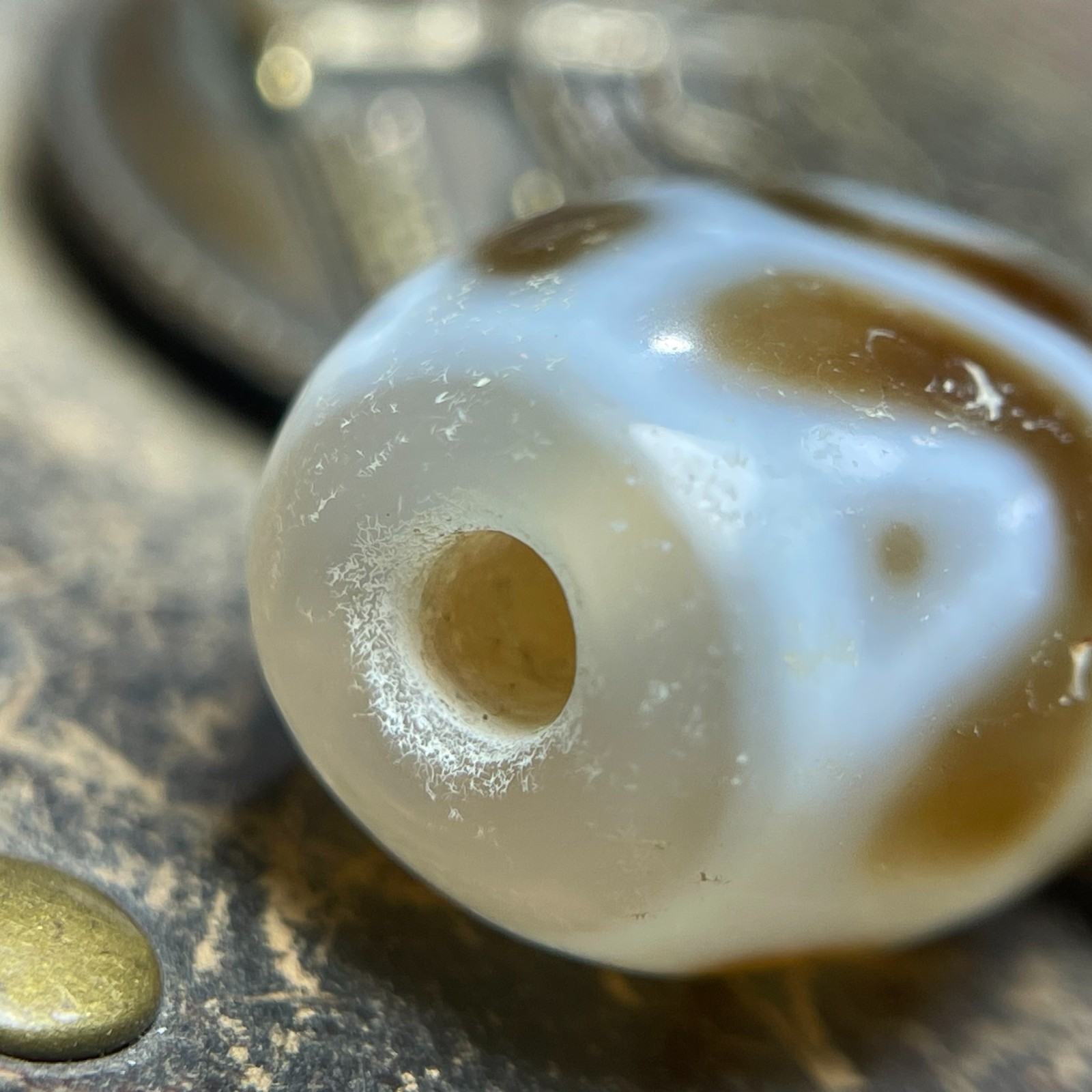 Ancient Tibetan DZI Beads Old Agate Turtle Shell Longevity Amulet Pendant #4698