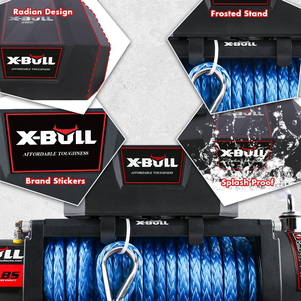 X-BULL 13000lbs 12V Electric Winch Synthetic Rope 4WD Off Road Towing Truck