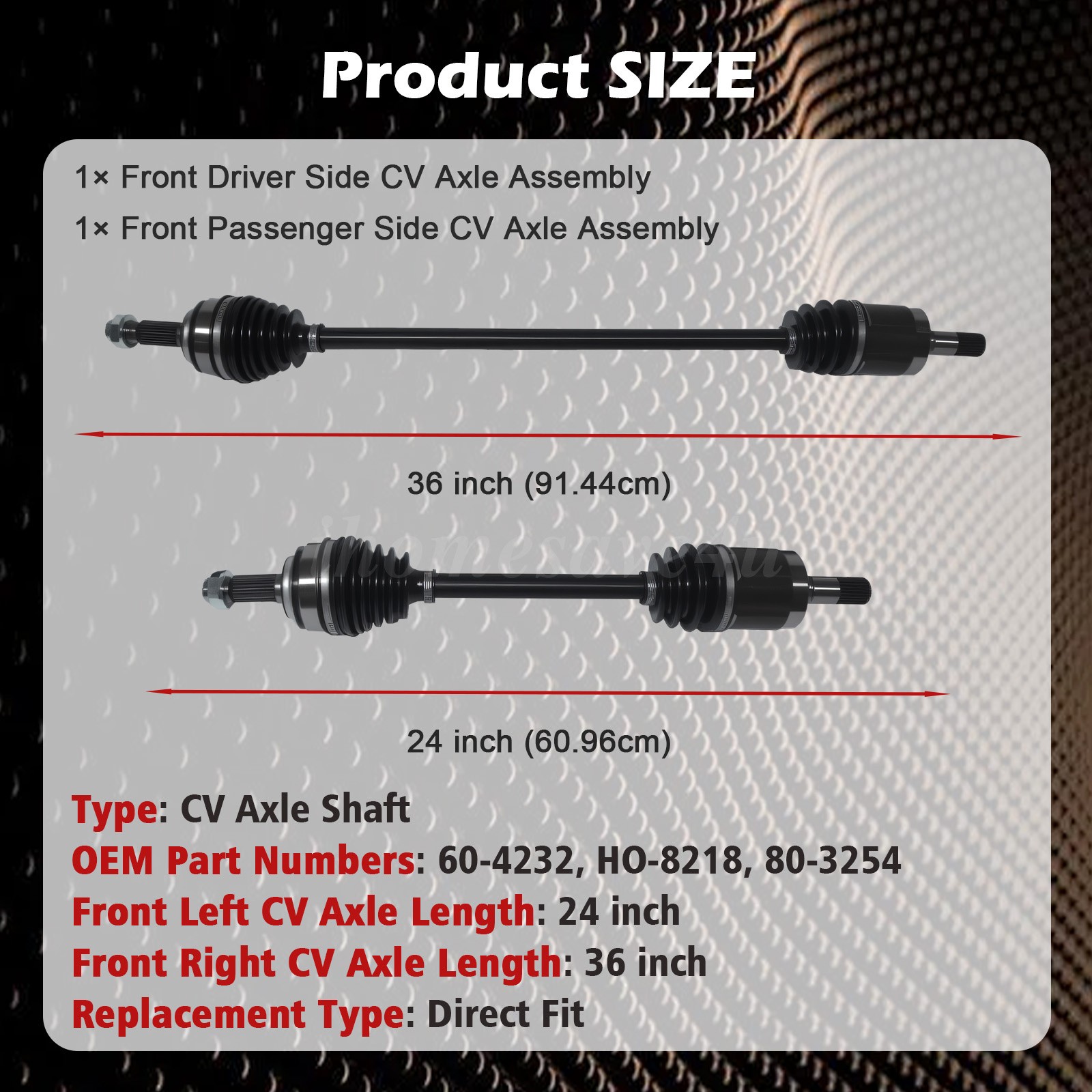 Pair Front CV Axle Shaft Set For 2006 2007 2008 2009 2010-2015 Honda Civic FWD