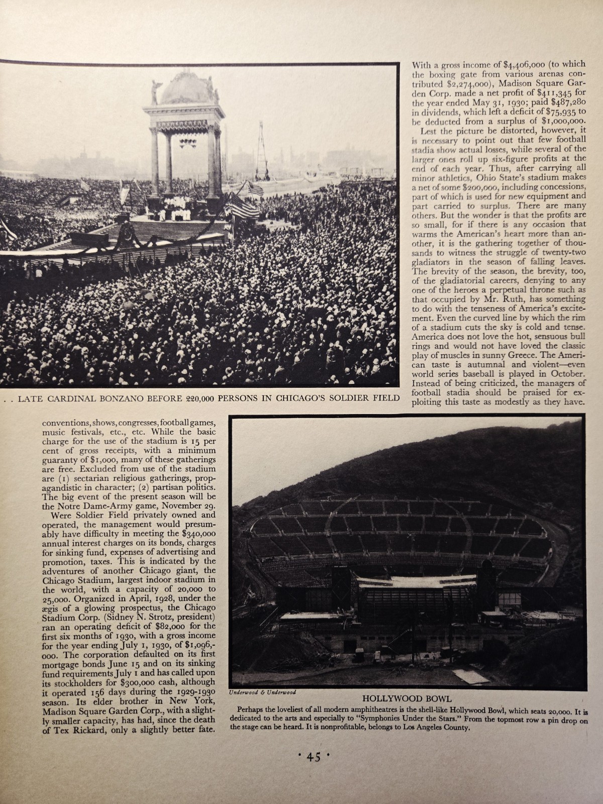 1930 American Stadia Magazine Article - Hollywood Yale Rose Bowl Soldier Field