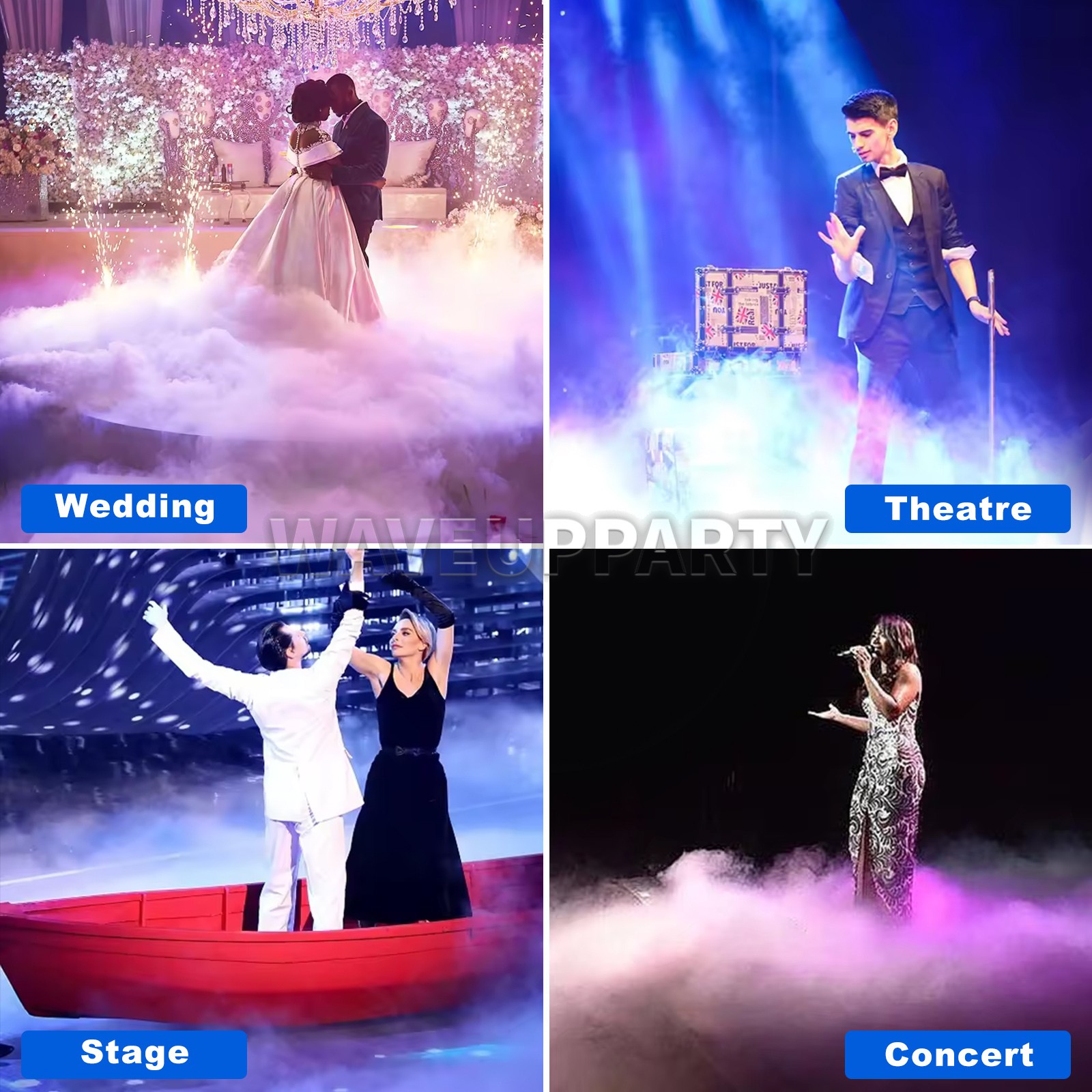 PAIDUN 3500W Dry Ice Fog Machine Low Lying Cloud Smoke Effect Wedding Party Show