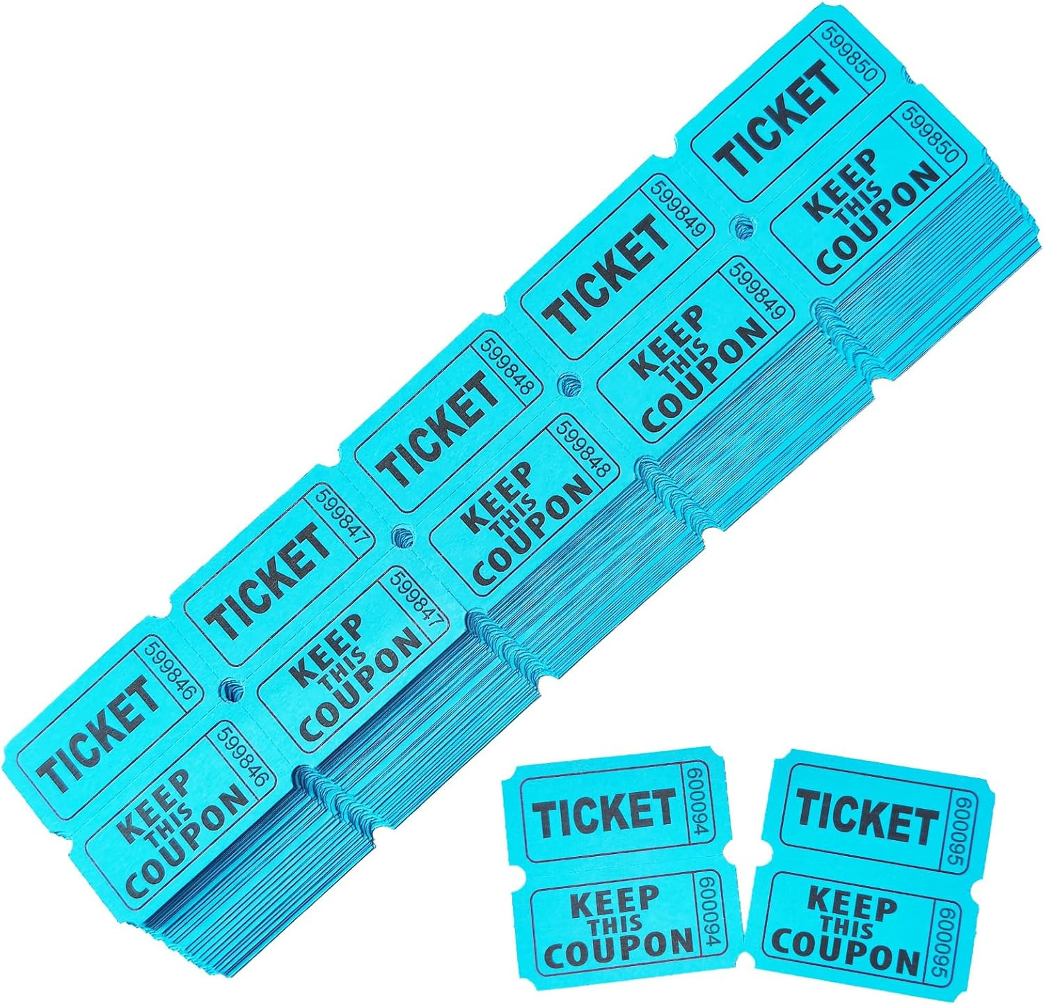240 Pcs (120 Pairs) Blue Double Raffle Tickets – 50/50 Raffle Tickets for Partie