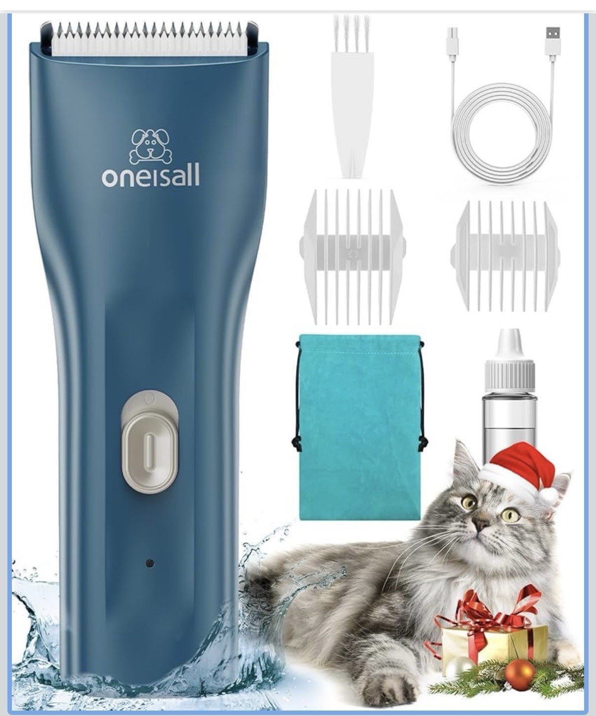 oneisall Cat Clippers Cordless Waterproof Quiet Pet Shaver for Matted Hair