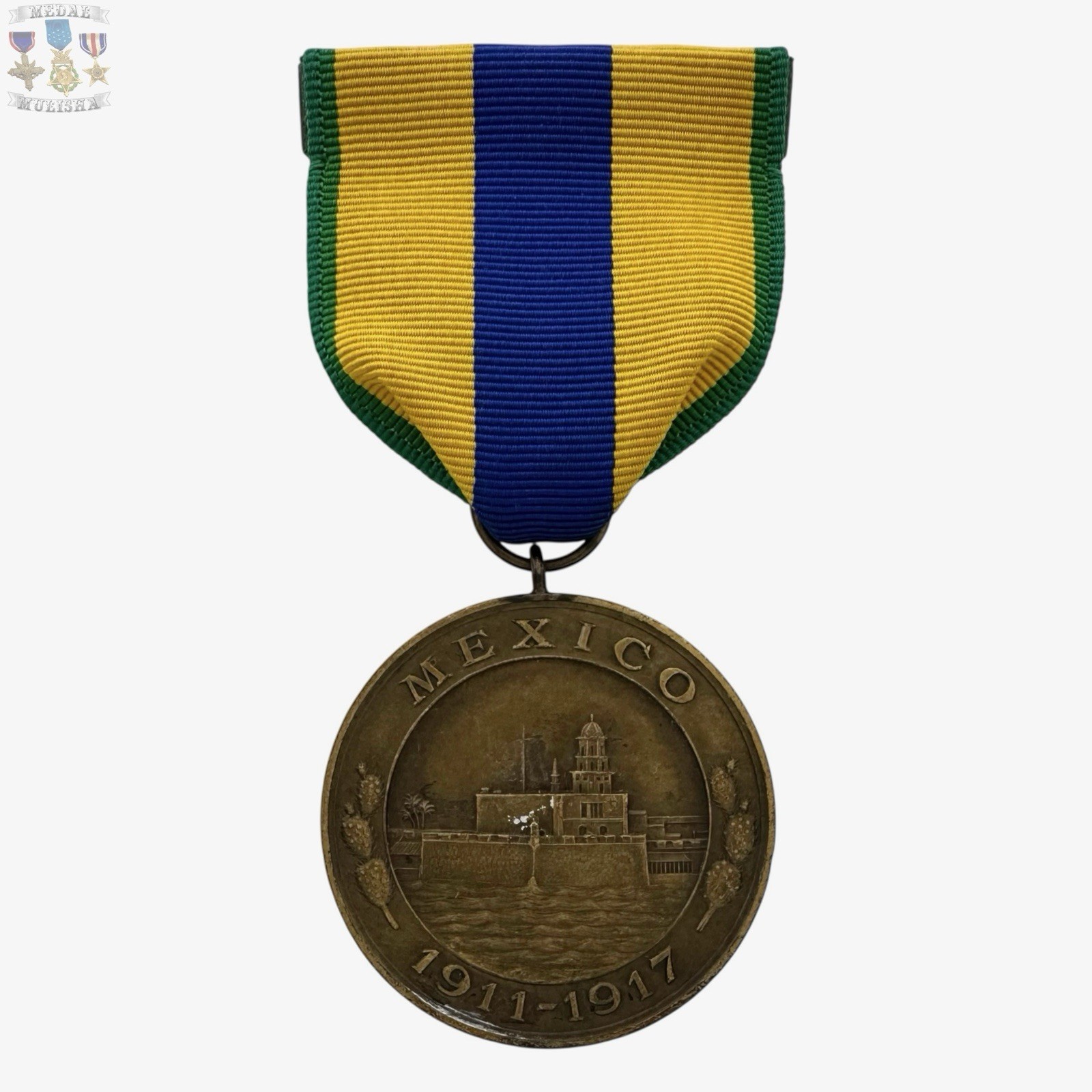 #382 WWI U.S. NAVY MEXICO CAMPAIGN MEDAL NUMBERED BAILEY BANKS & BIDDLE WW1