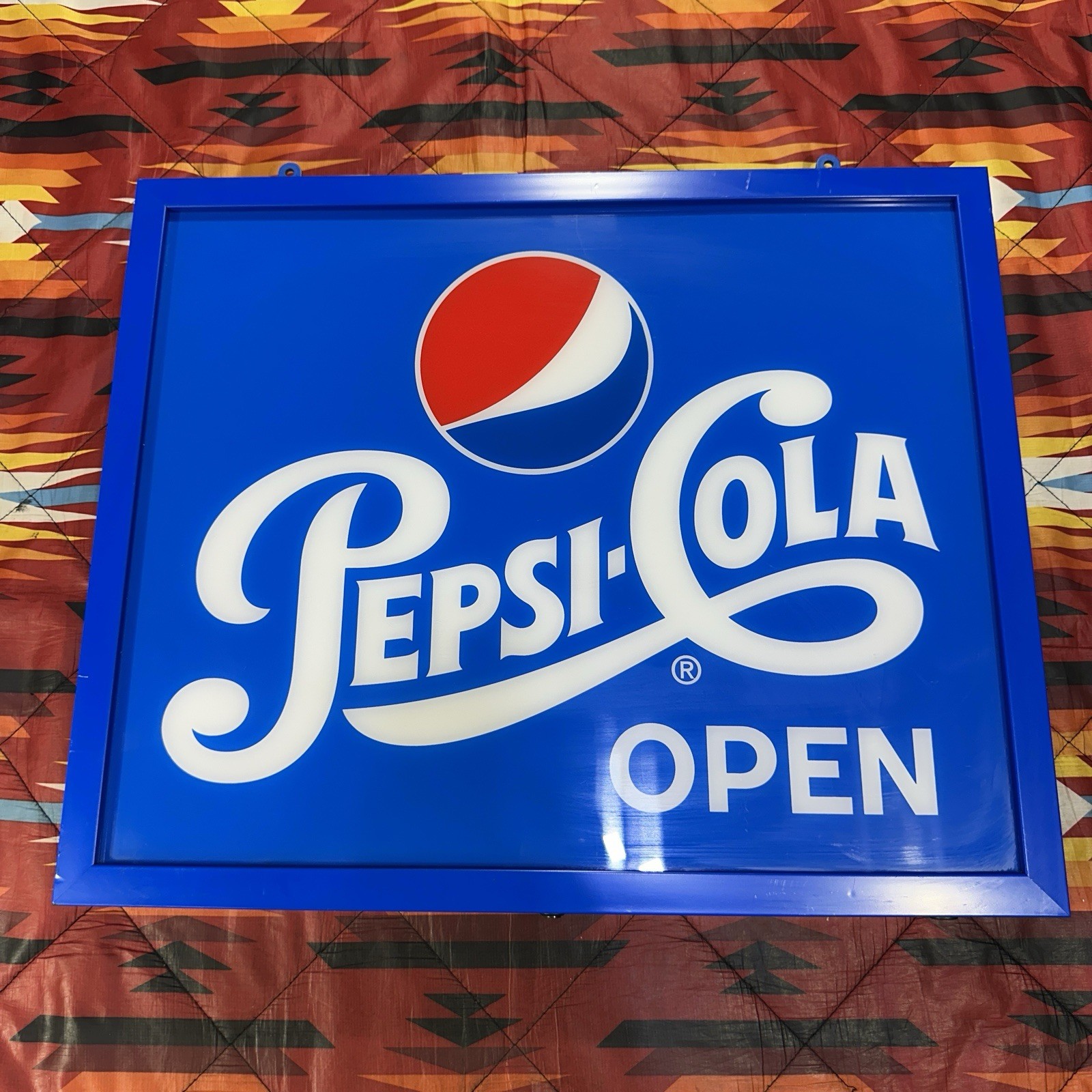 Blue Pepsi Cola Open Light Up Sign 20”x 16.5” (Power Cord Not Included) TESTED!