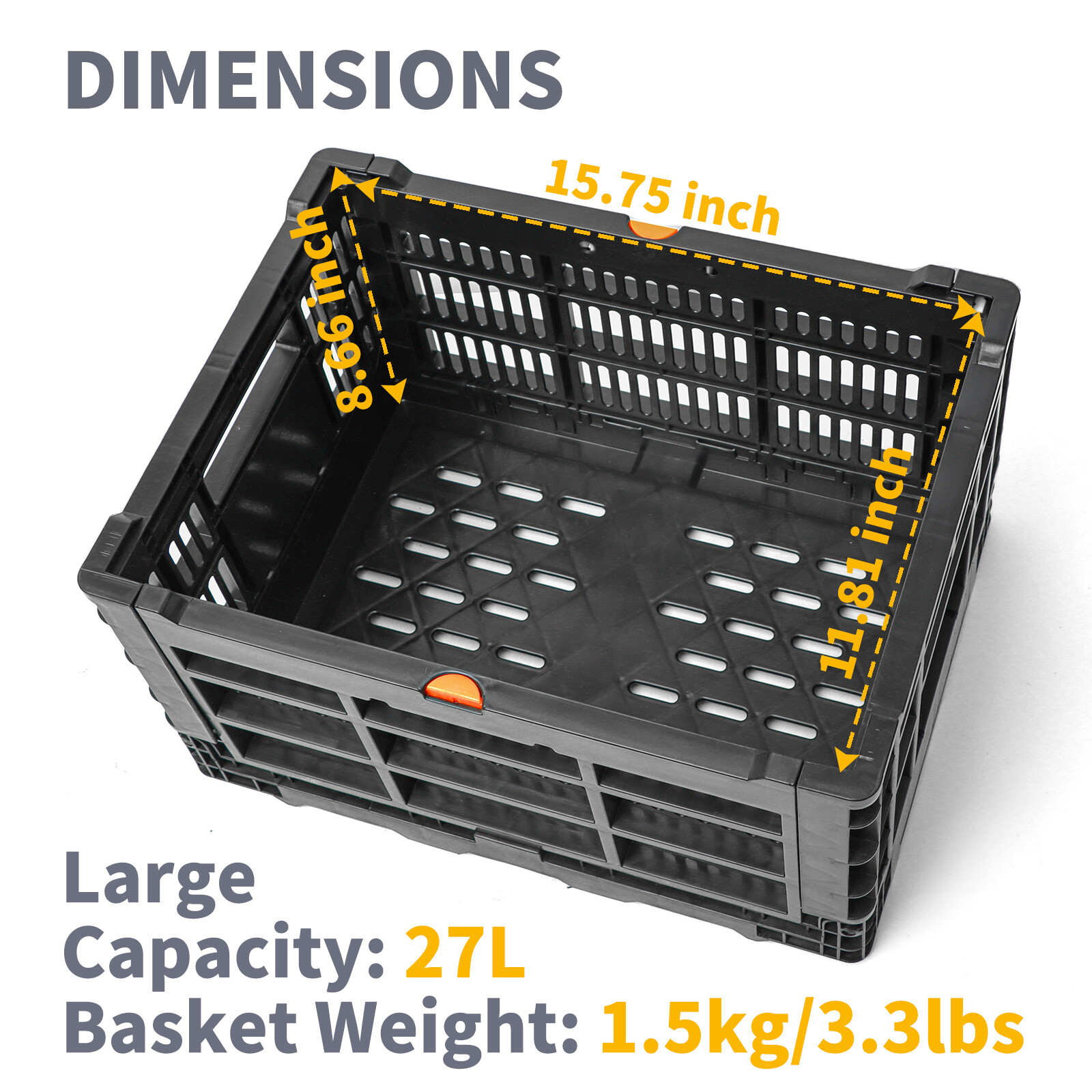 Bike Foldable Rear Basket, Rear Bicycle Cargo Rack, Ebike Storage Rear Basket