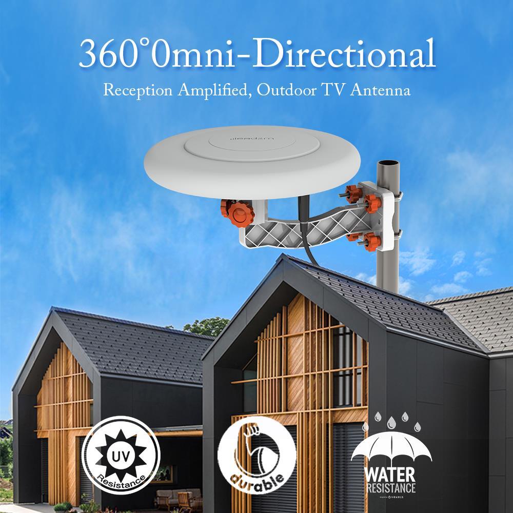 HDTV Outdoor Amplified TV Antenna 360° Omni-Directional Digital HD 1080P 4K