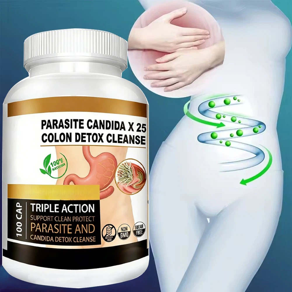 Colon Detox Cleanse Parasite Candida 100 Capsules Natural Herbal Supplement
