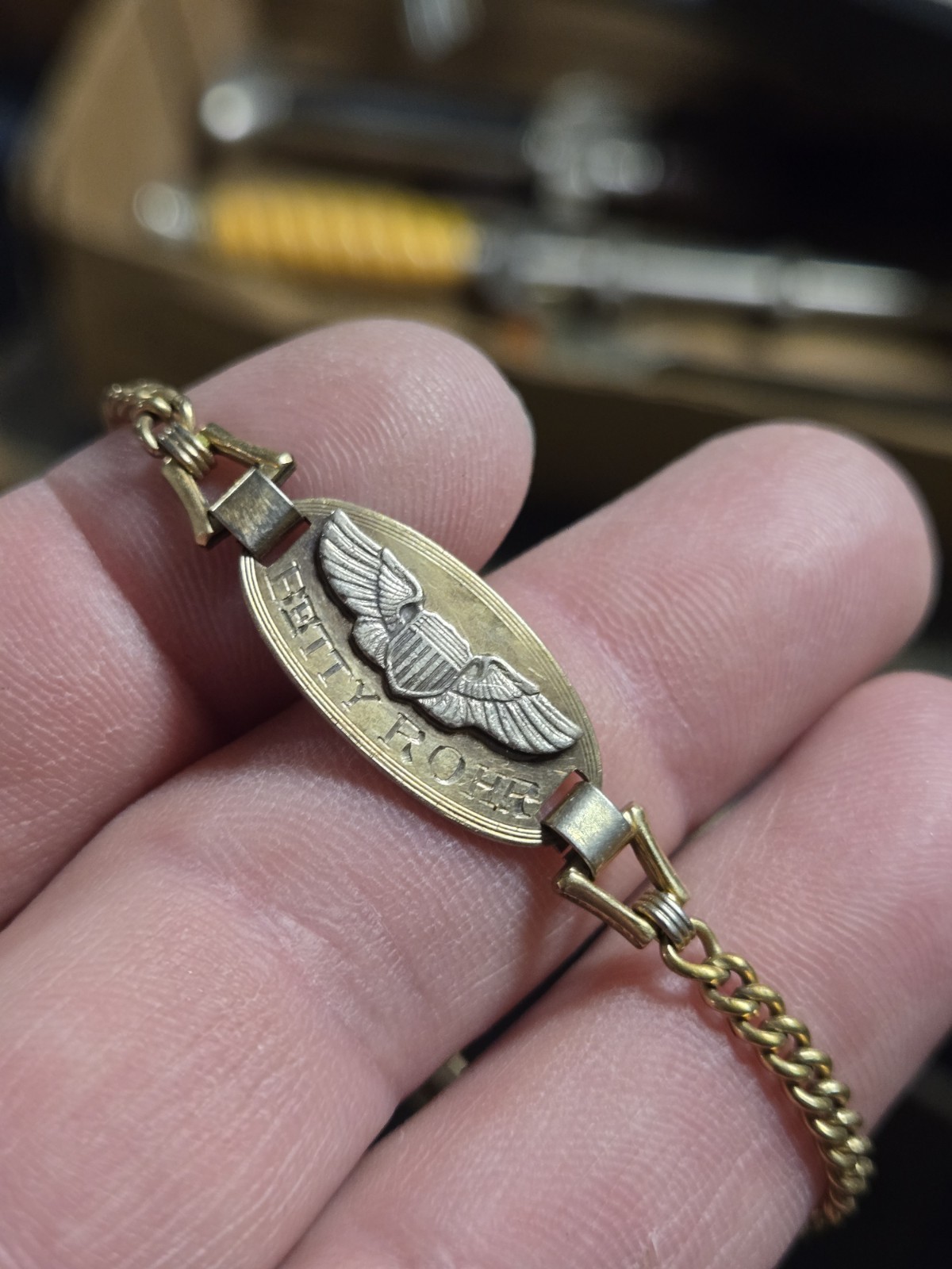 Vintage rare 1942 Sterling Silver WWII US Sweetheart Military Wings Bracelet