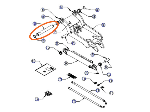 MAIN THUMB PIN FITS KUBOTA KX121 KX91 KX71 WITH WERK BRAU THUMB NONGREASABLE