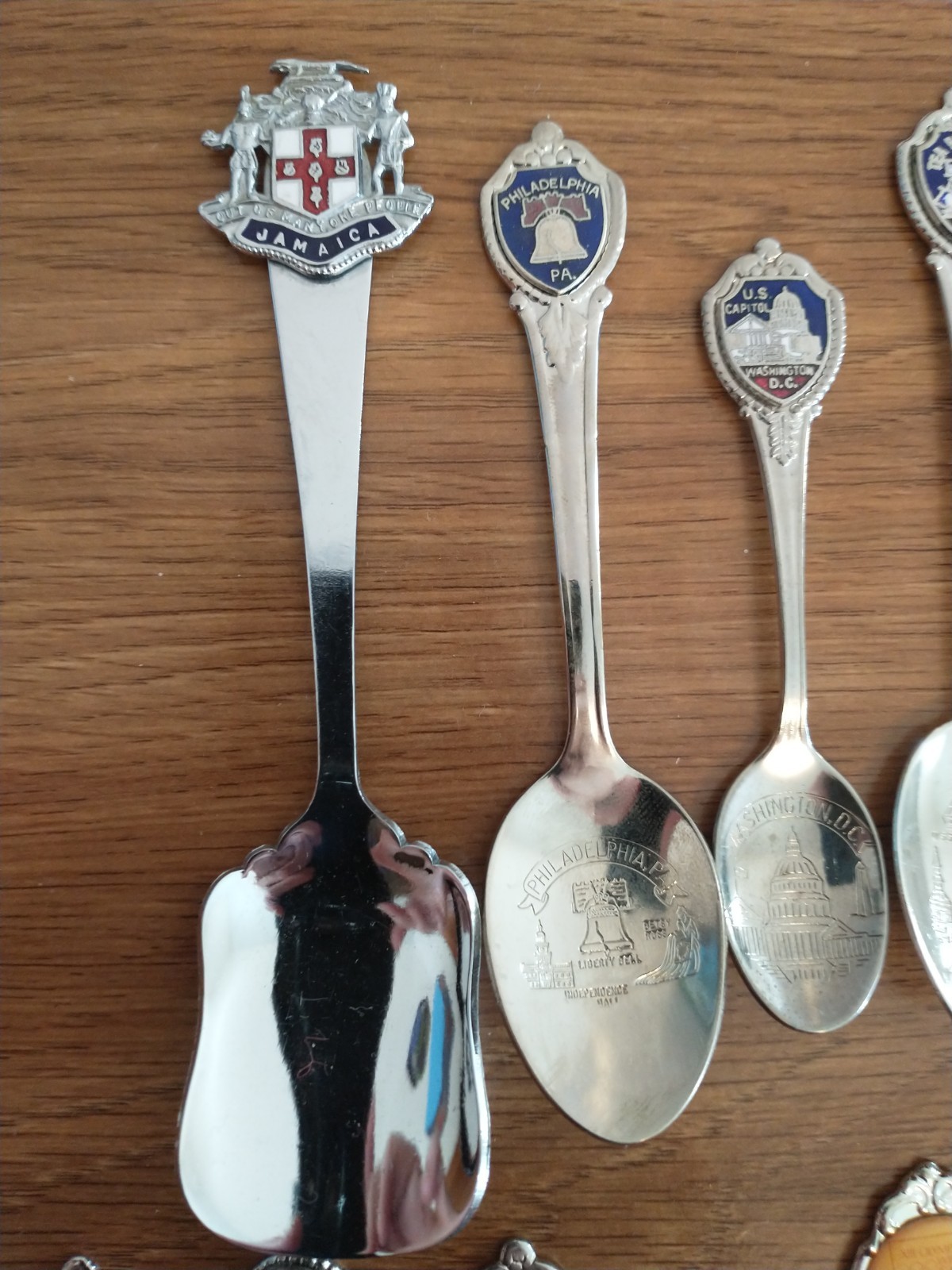 Vtg Lot of 13 Silver Plate Small Souvenir Spoons