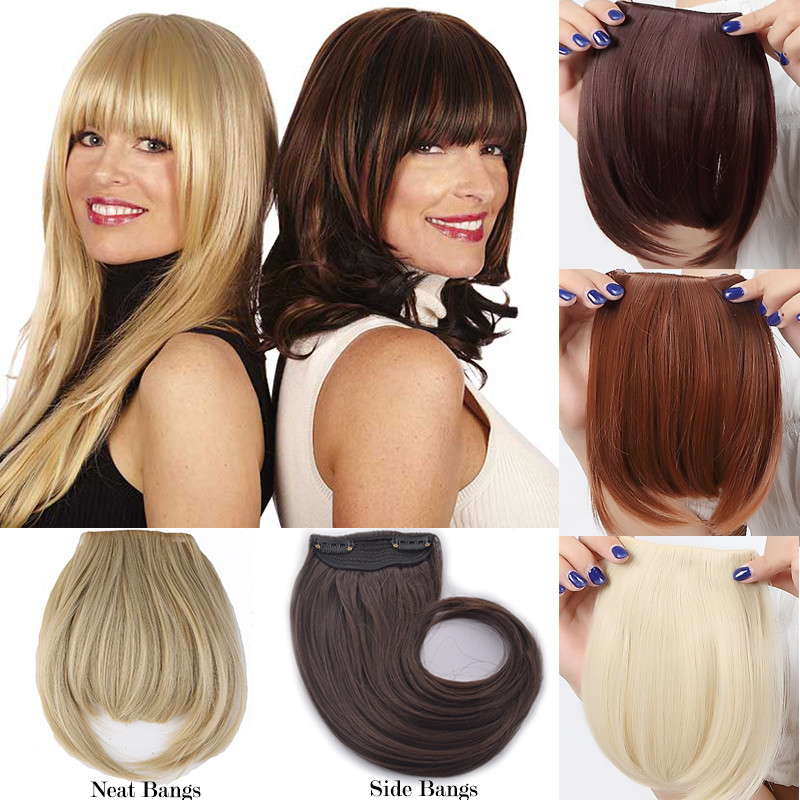 Thin Neat Bangs AS Remy Human Hair Extensions Clip in on Fringe Front Hairpiece