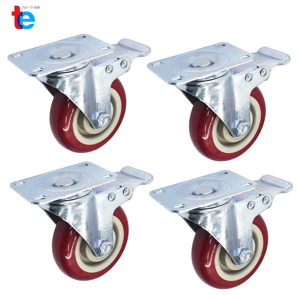 4 Pack 4 Inches Caster Wheels Locking Casters with Brake Swivel Plate Castors