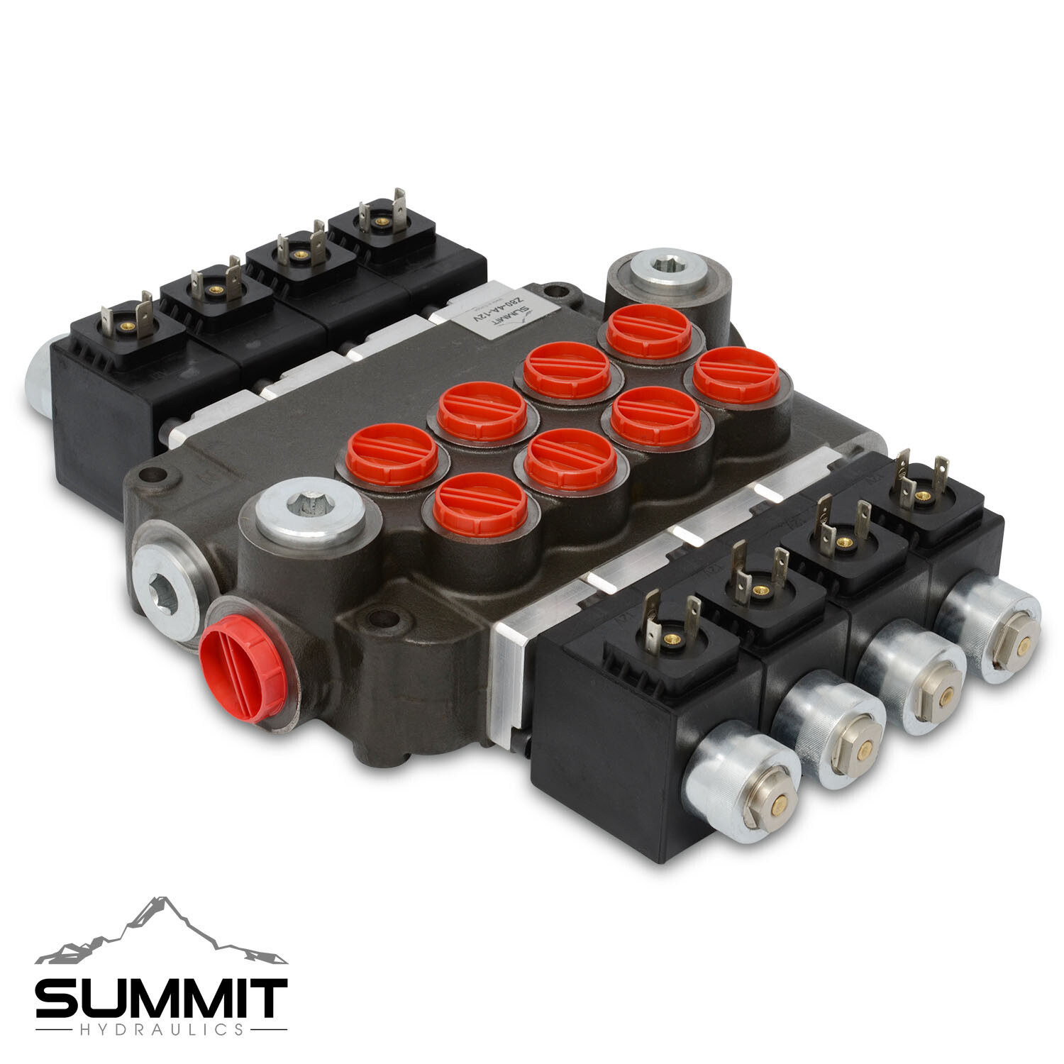 Hydraulic Monoblock Solenoid Directional Control Valve 4 Spool, 21 GPM w/ Switch