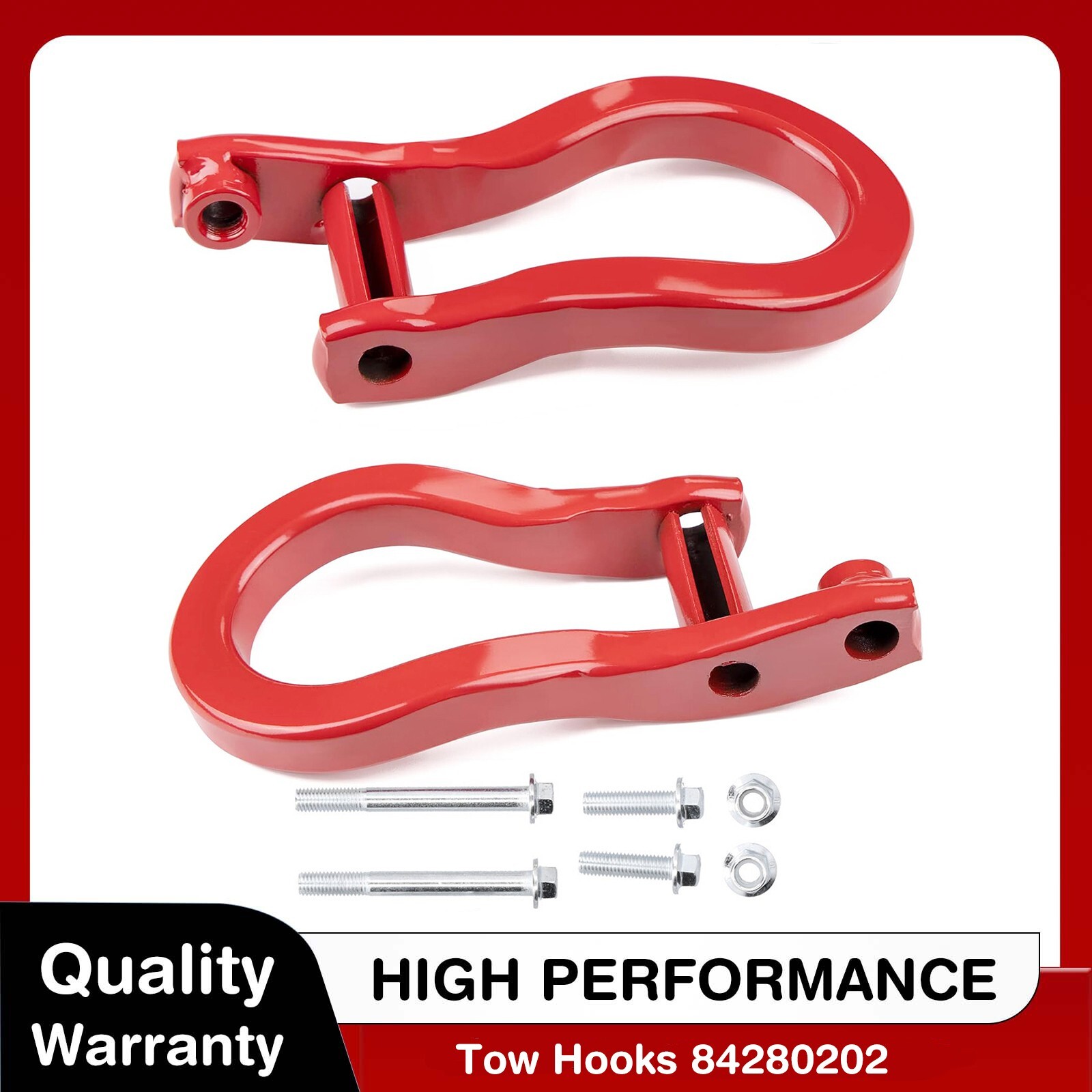Front Red Tow Hooks 84280202 w/ Hardware for 2019-2021 Chevrolet Silverado 1500
