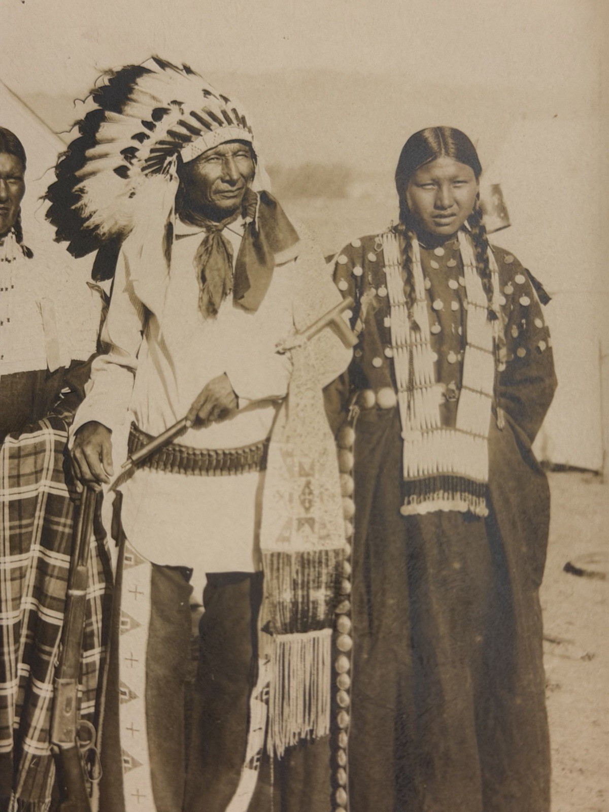 Antique Native American Indian Photograph Titled: "Jack Sits Poor, & Family"