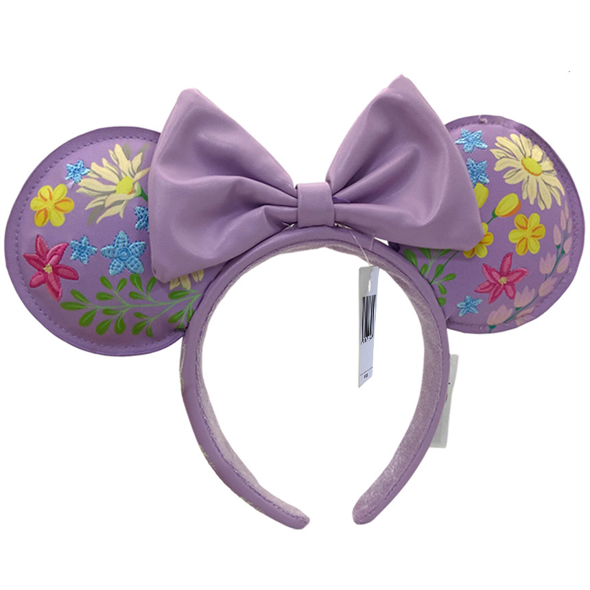 Disney-Parks Anniversary Minnie Mouse Puple Bow Flower Ears Mickey Headband Ears
