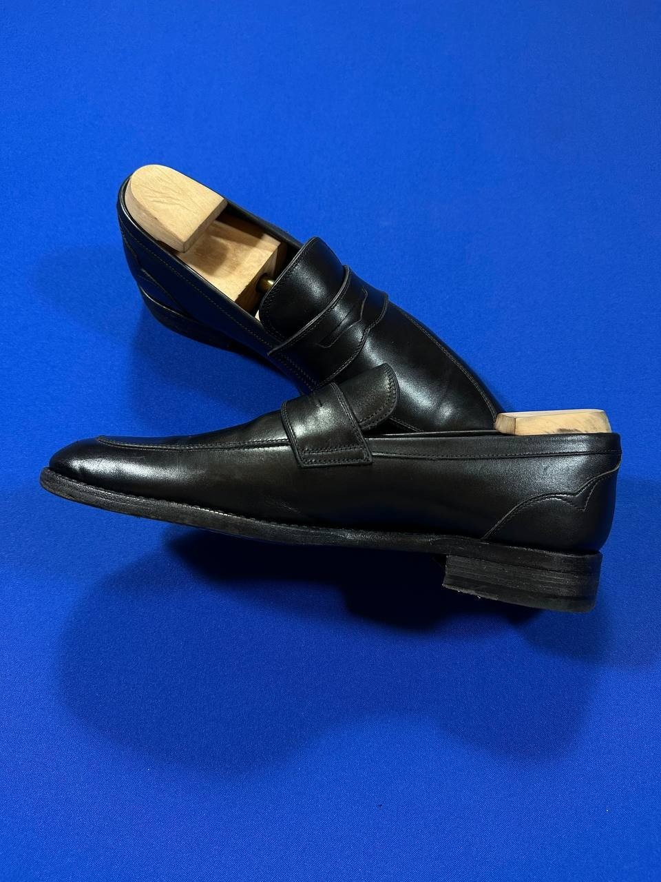 Ermenegildo Zegna men’s black leather penny loafers dress shoes SZ EU 6, US 7