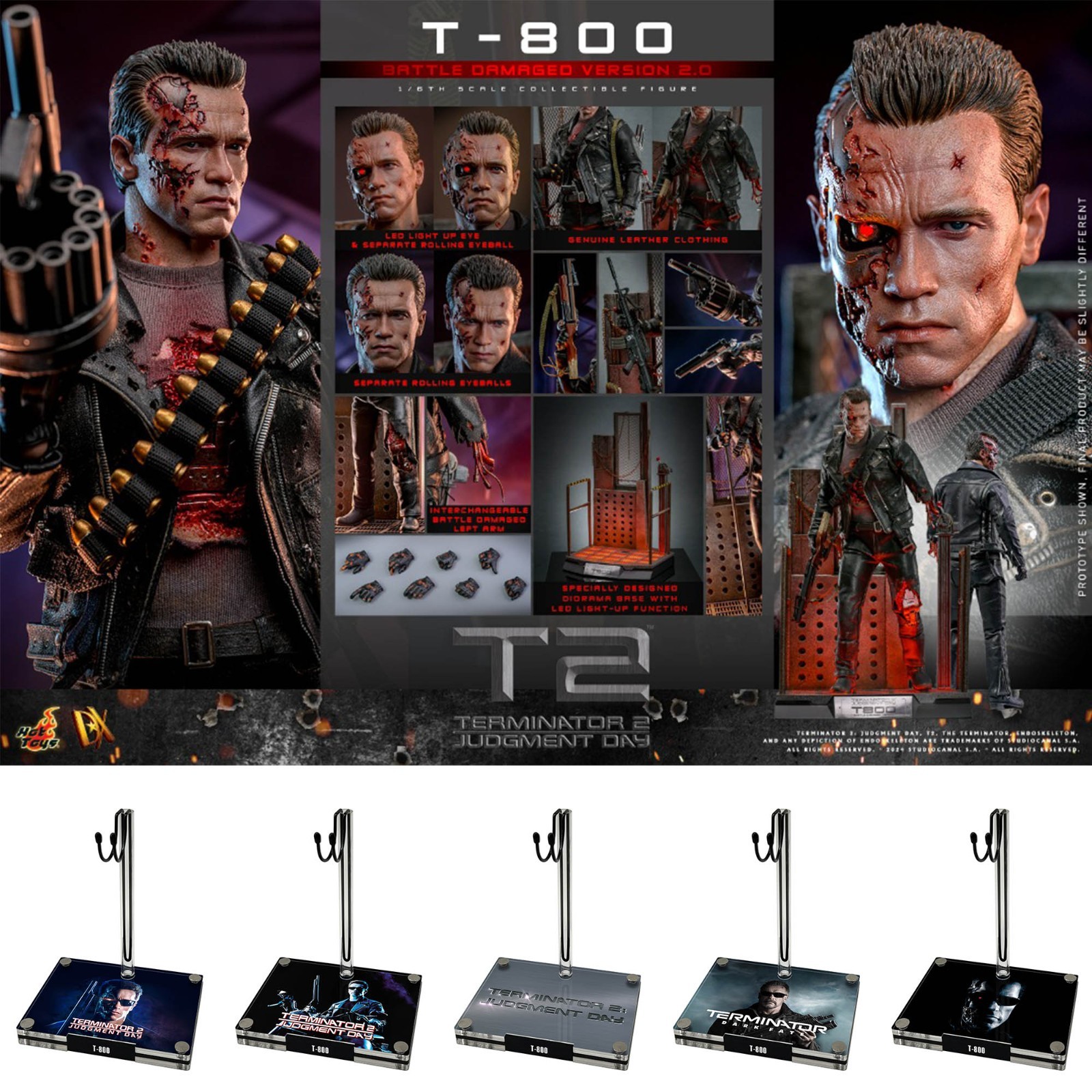 1/6 Scale Action Figure Display Acrylic Stand Terminator T-800