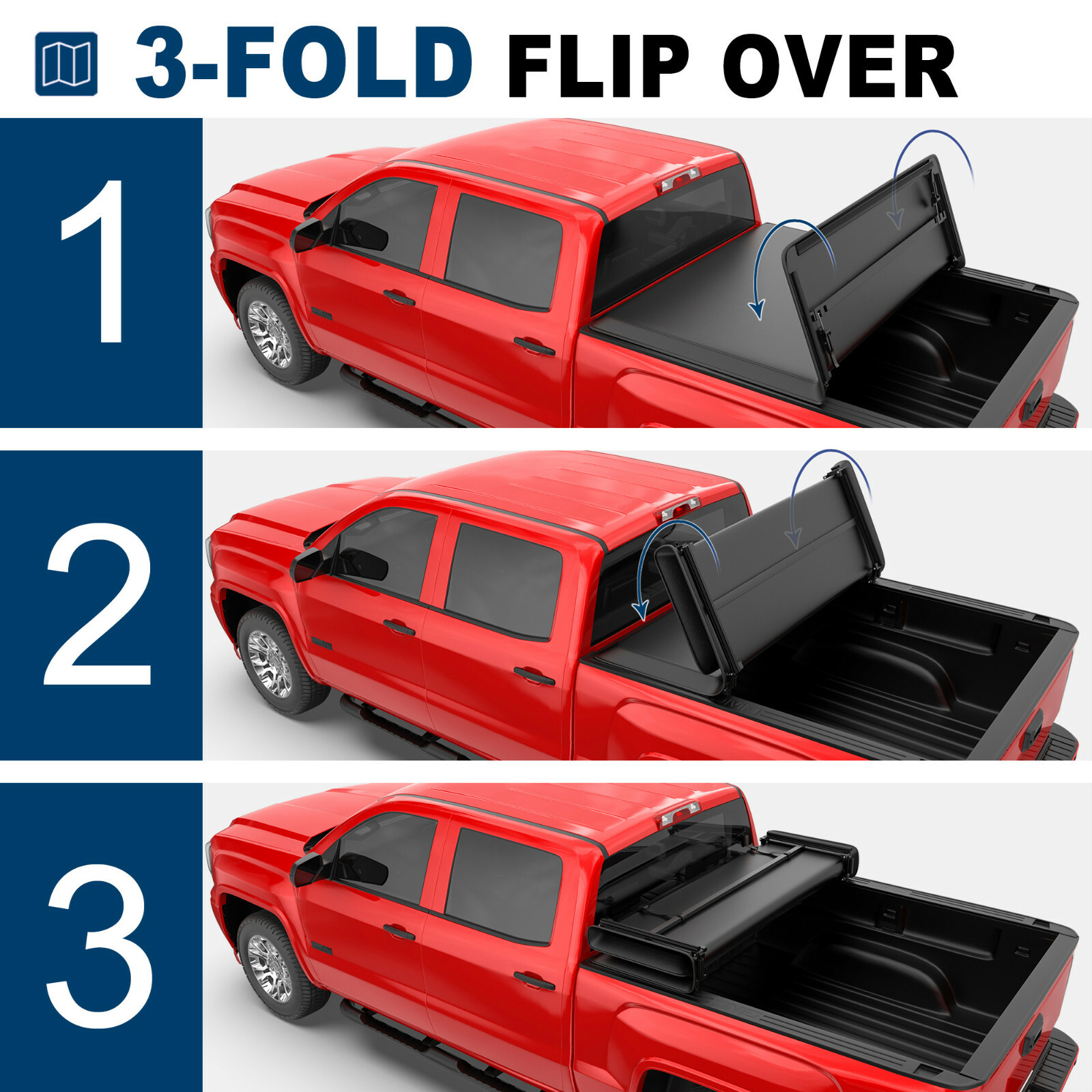 Tri-Fold 5FT Truck Bed Tonneau Cover For 2015-2024 Chevy Colorado GMC Canyon
