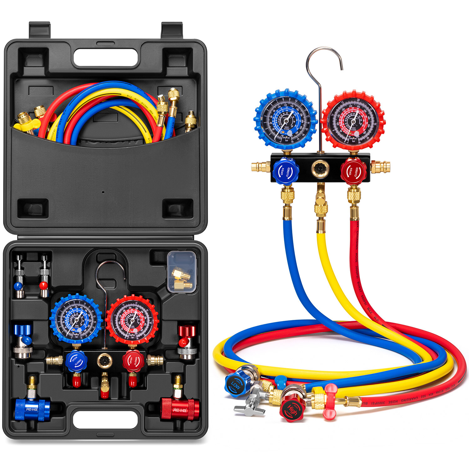 AC Manifold Gauge Set 3 Way For R1234yf R404a R134a Refrigeration Charging