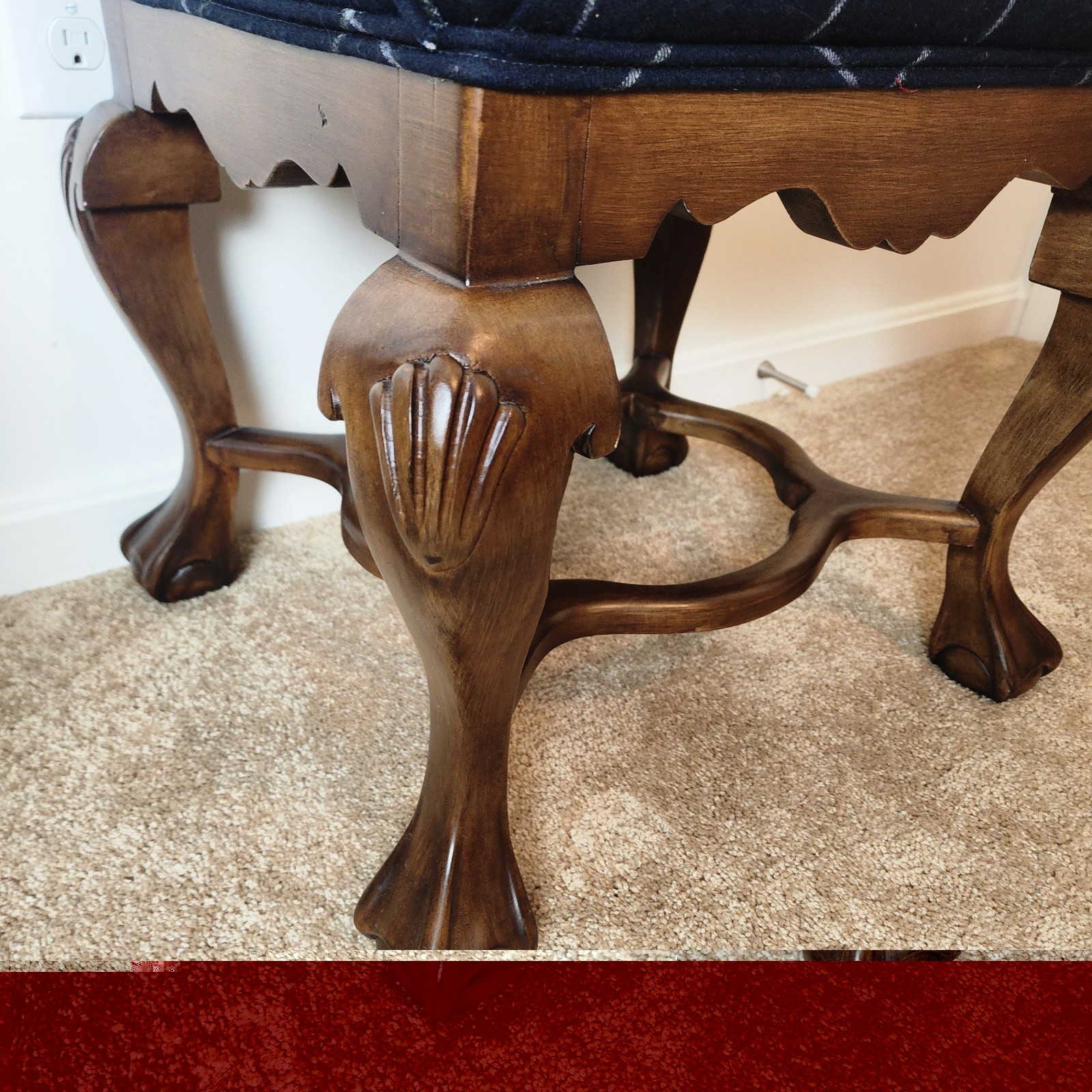 Vintage Pair of Georgian Style Walnut Foot Stools Mid-Century Vintage 1960–1970s