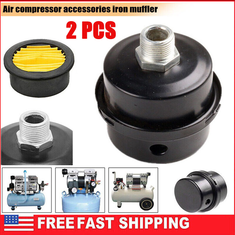2Pcs 20mm 1/2'' Thread Metal Air Compressor Intake Filter Noise Muffler Silencer