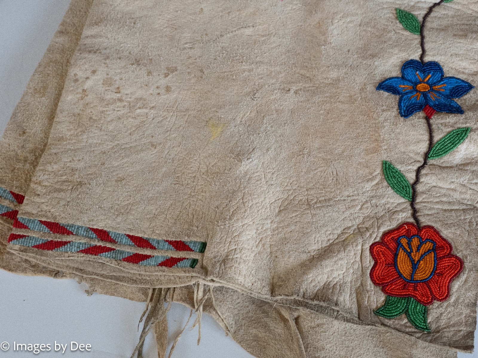 Rare Crow Leggins Brain Tan Leather and Seed Beads