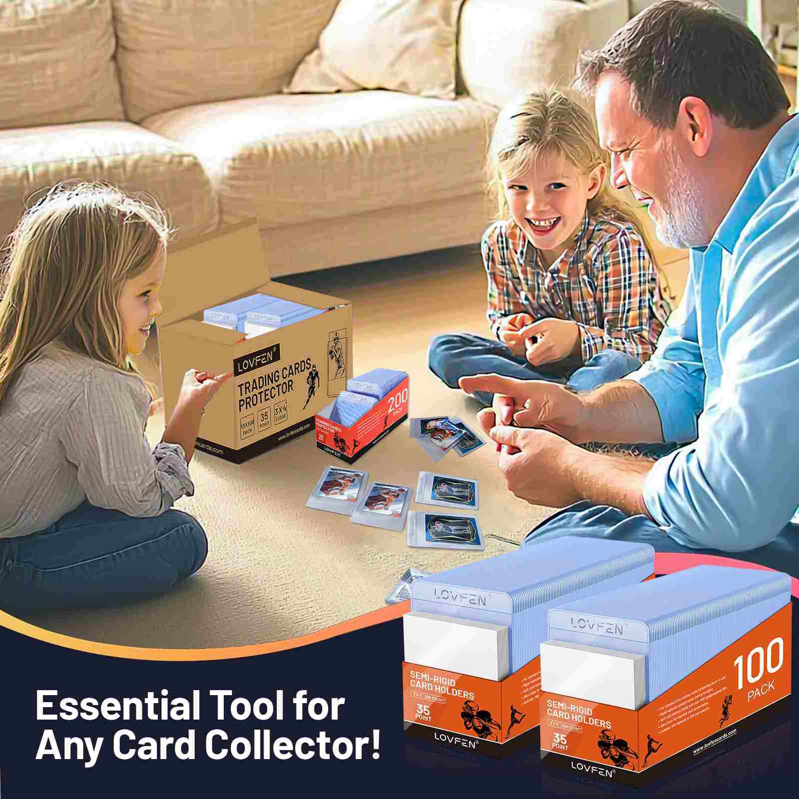 100/200/500/1000CT Semi Rigid Card Holders + Free Sleeves For 35pt Trading Cards