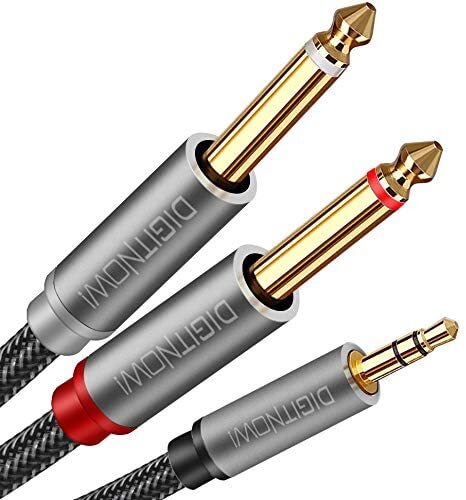 3.5mm 1/8" TRS to Dual 6.35mm 1/4" TS Mono Stereo Y-Cable Splitter Cord