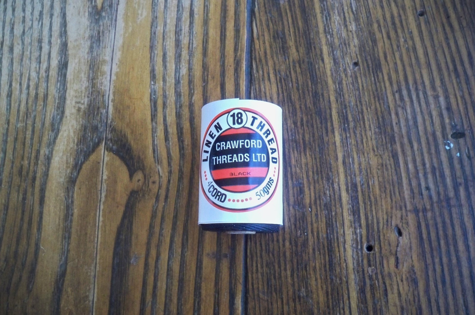 Crawford Waxed Linen Thread 4 Ply 50 gr 100 +/- Yards BLACK-FREE SHIPPING