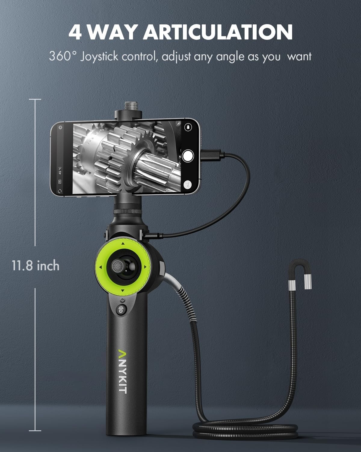 360° 4 Ways Articulating Borescope Inspection Camera Industrial Endoscope 6.5mm