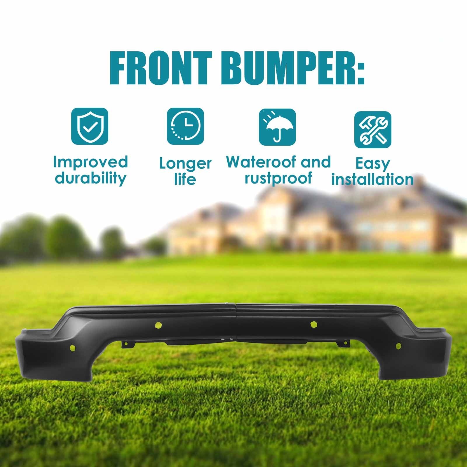 Front Bumper For 2019-2021 GMC Sierra 1500 Black With Sensor holes