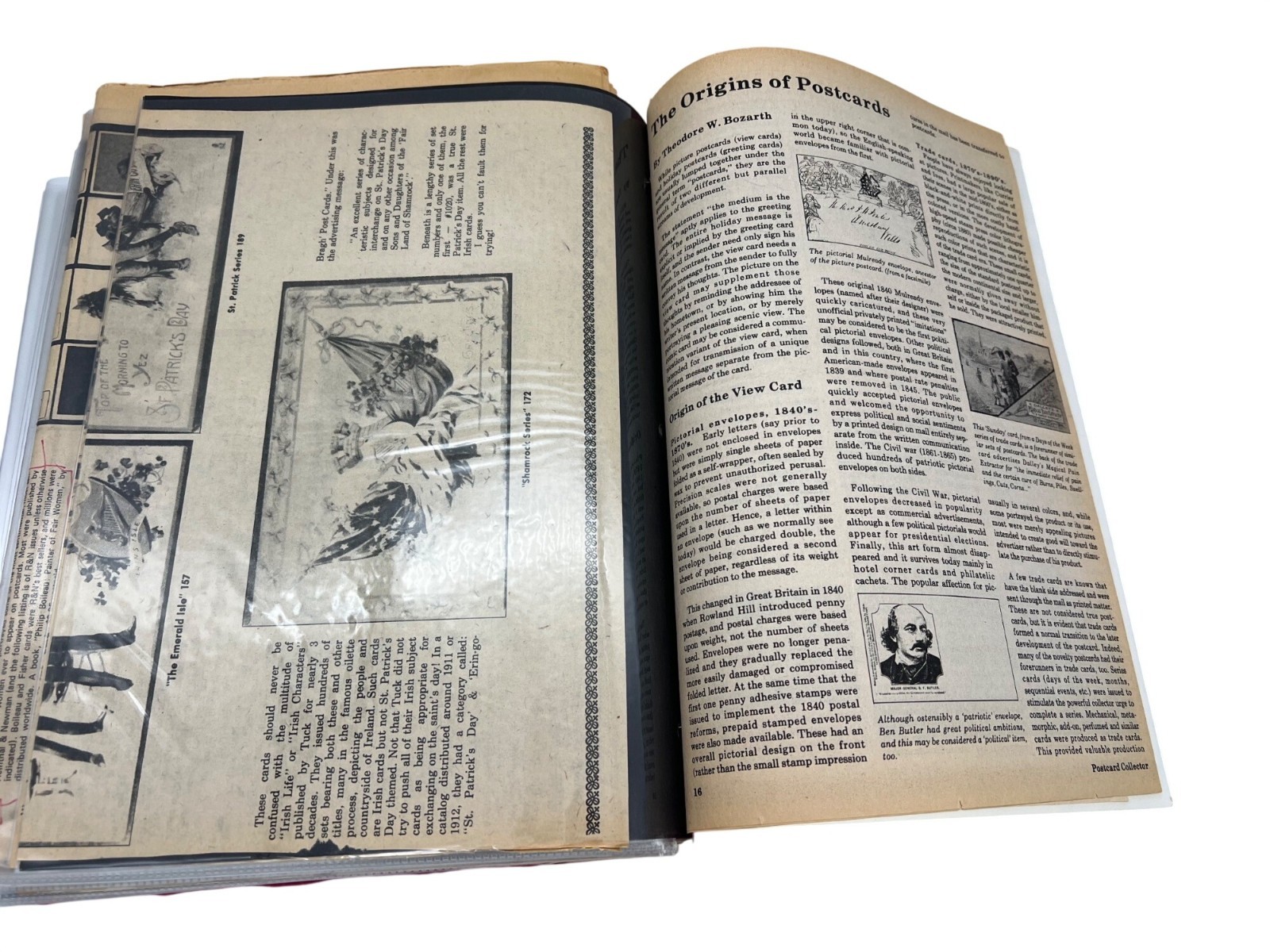 Vintage Postcard & Book Collector Reference Binder Ephemera Magazines Newsletter