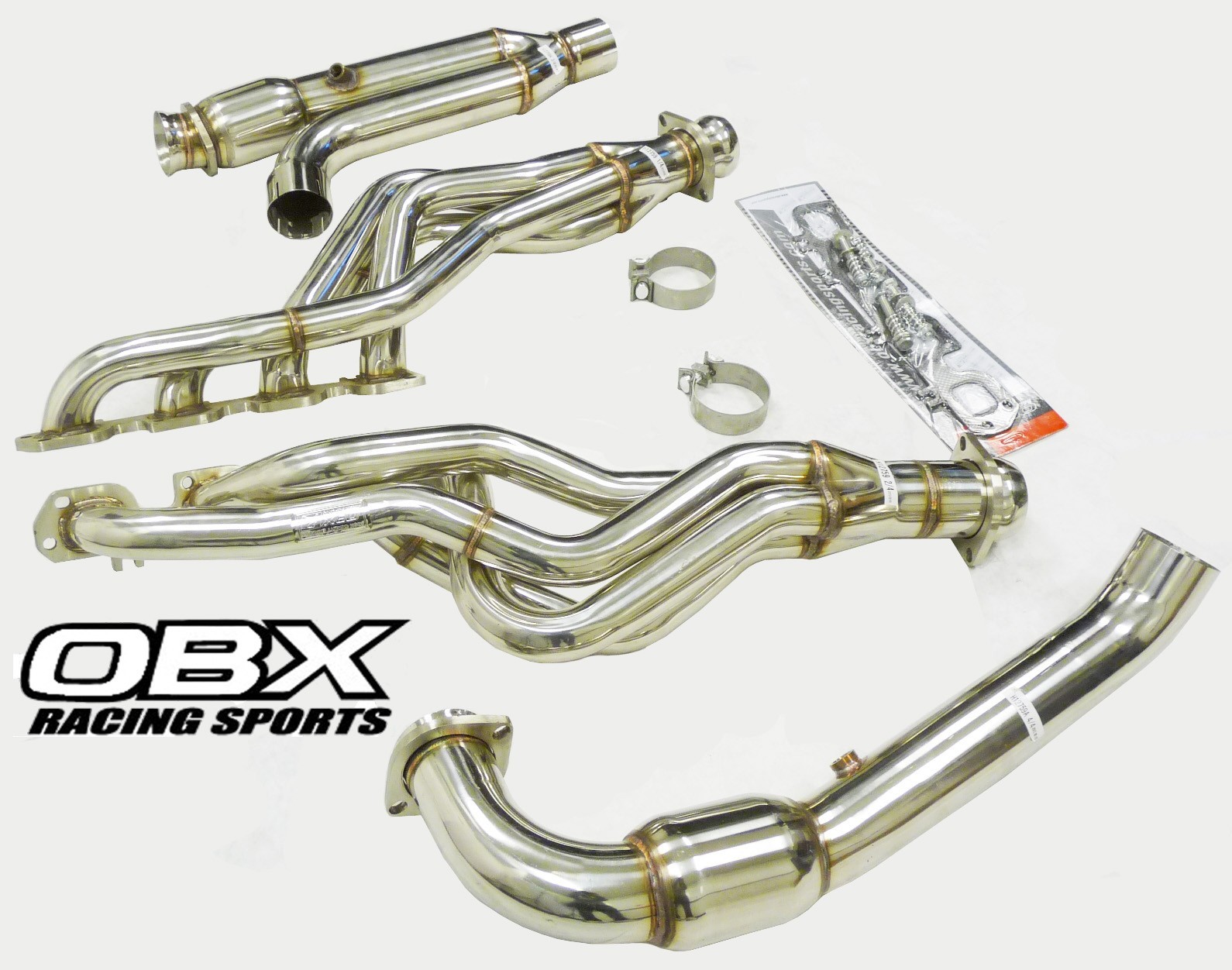 OBX Stainless Long Tube Manifold 2013-18 Dodge RAM 1500 HEMI 5.7L 8Speed Catted
