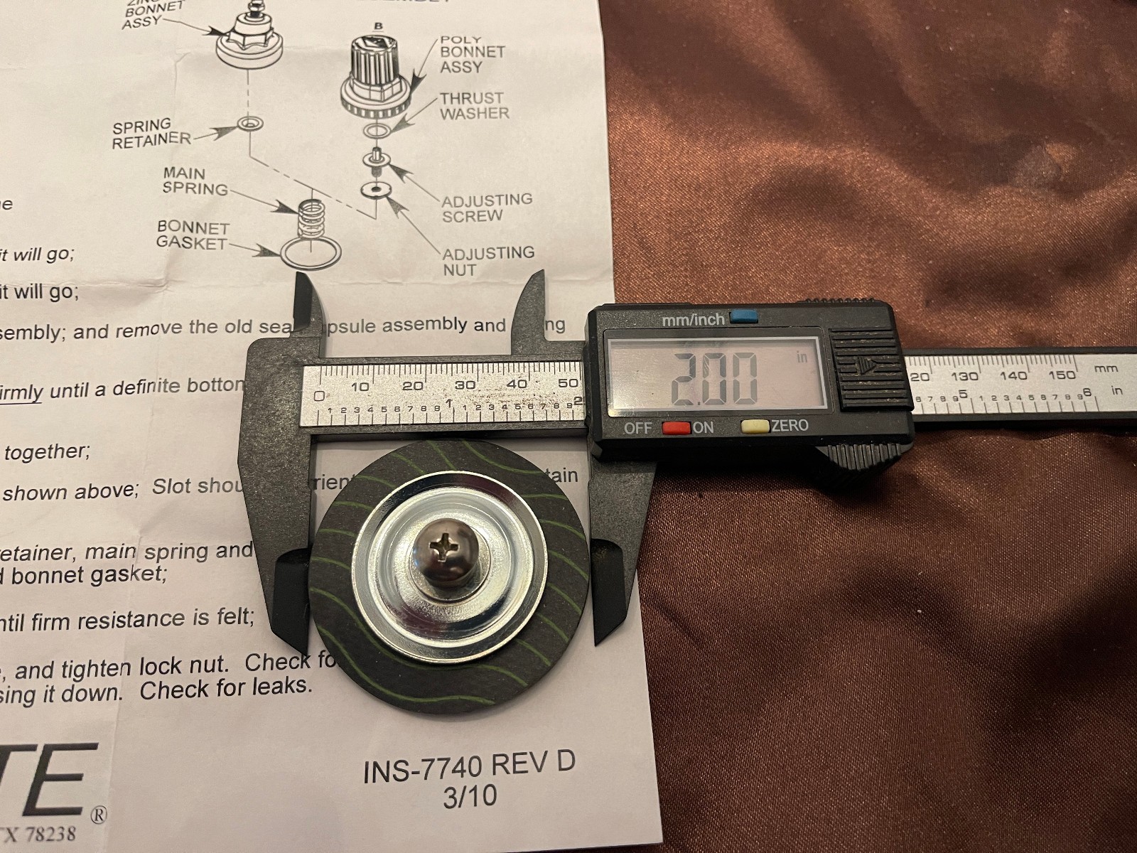 CO2 Regulator Taprite 7740 Repair Kit Capsule Seat & Diaphragm