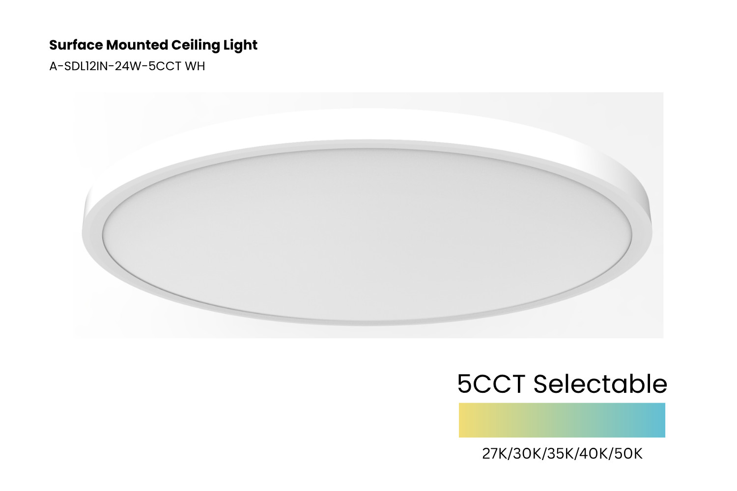 2Pcs/PK 12 Inch LED Flush Mount Ceiling Light 24W 5Color Temperature Adjustable