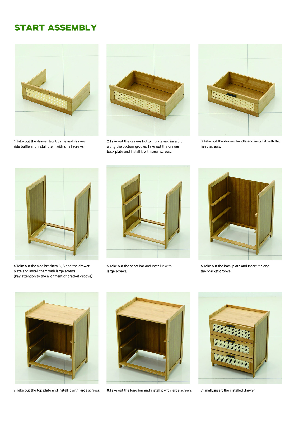 Nightstand Storage Cabinet & 3-Drawer Bedroom Bedside End Table Furniture NEW