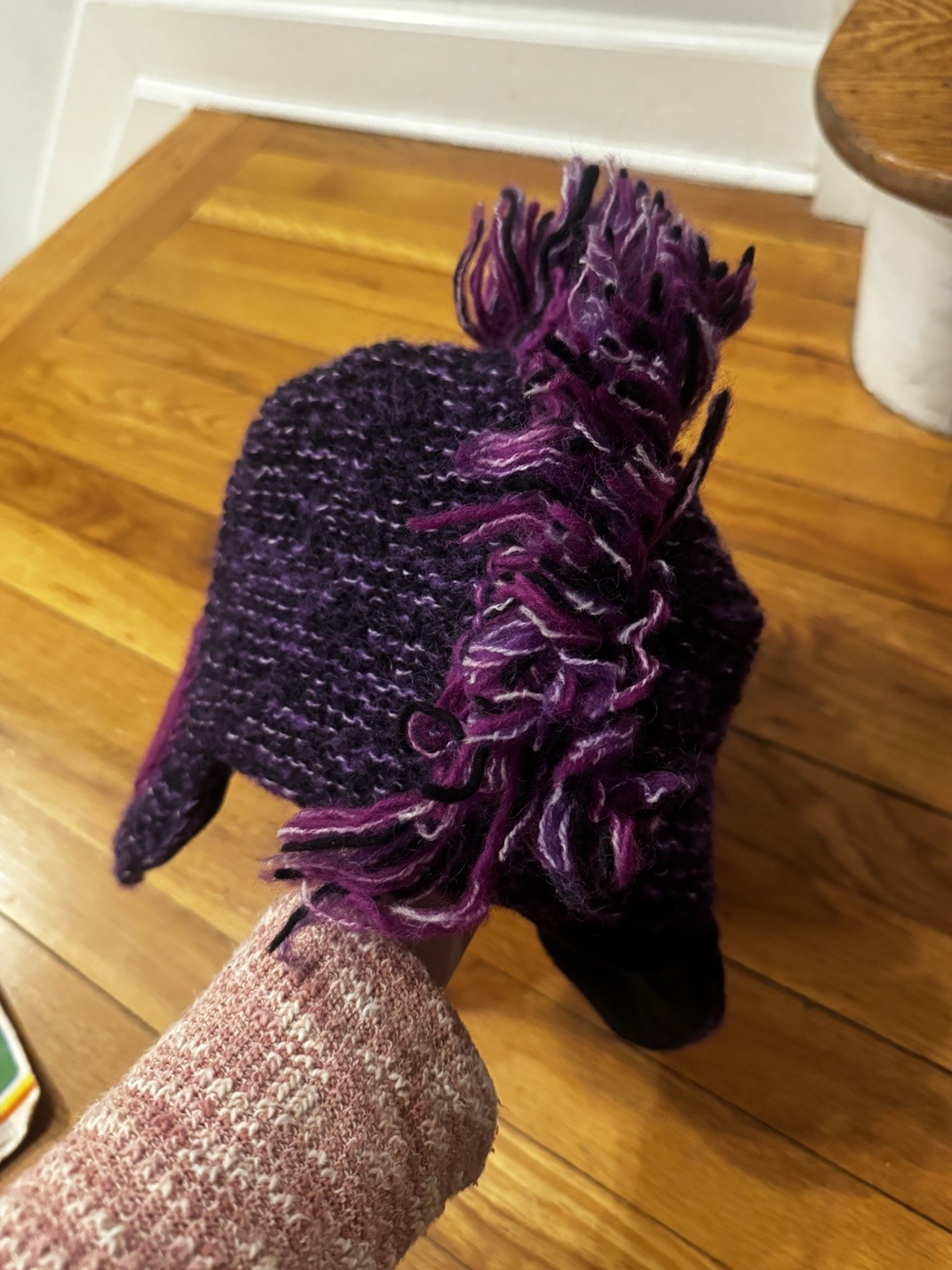 Nirvanna Designs Purple Knit Mohawk Hat Handmade Wool Adult OSFM Nepal