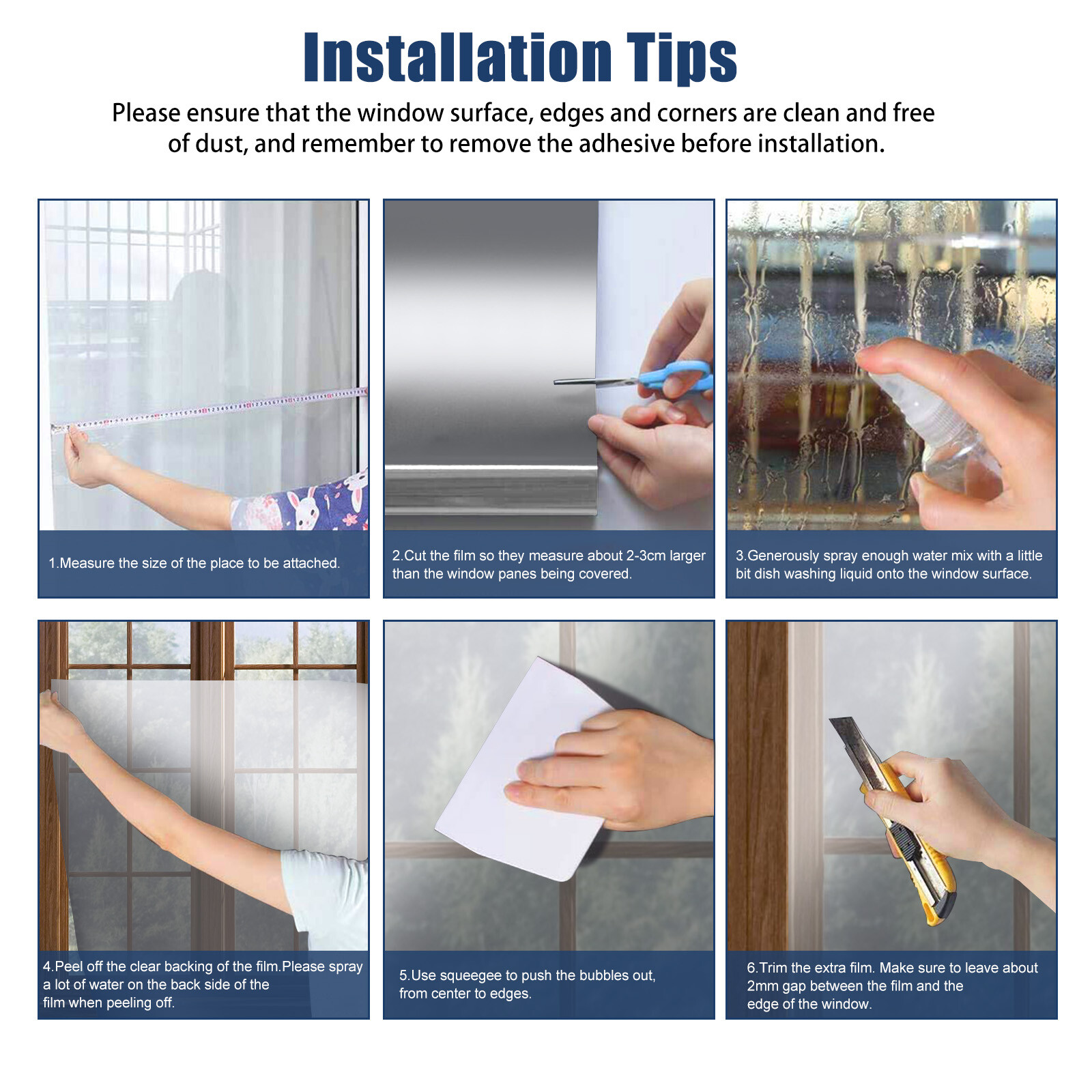 One-Way Mirror Window Film Privacy Tint Sun UV Reflective Heat Control for House