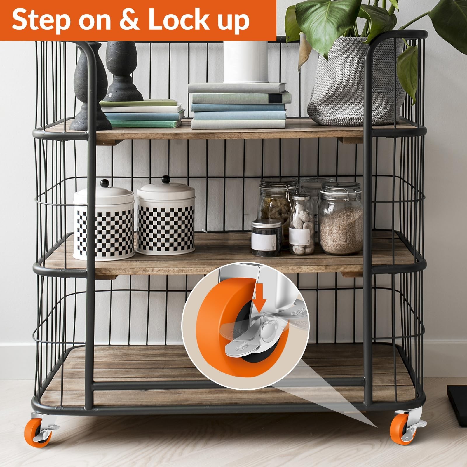 Caster Wheels, 3 Inch Casters Set of 8, Heavy Duty Caster with Brake, Locking...